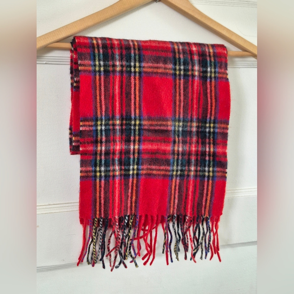 Edinburgh 100% Lambswool Red Tartan Scarf